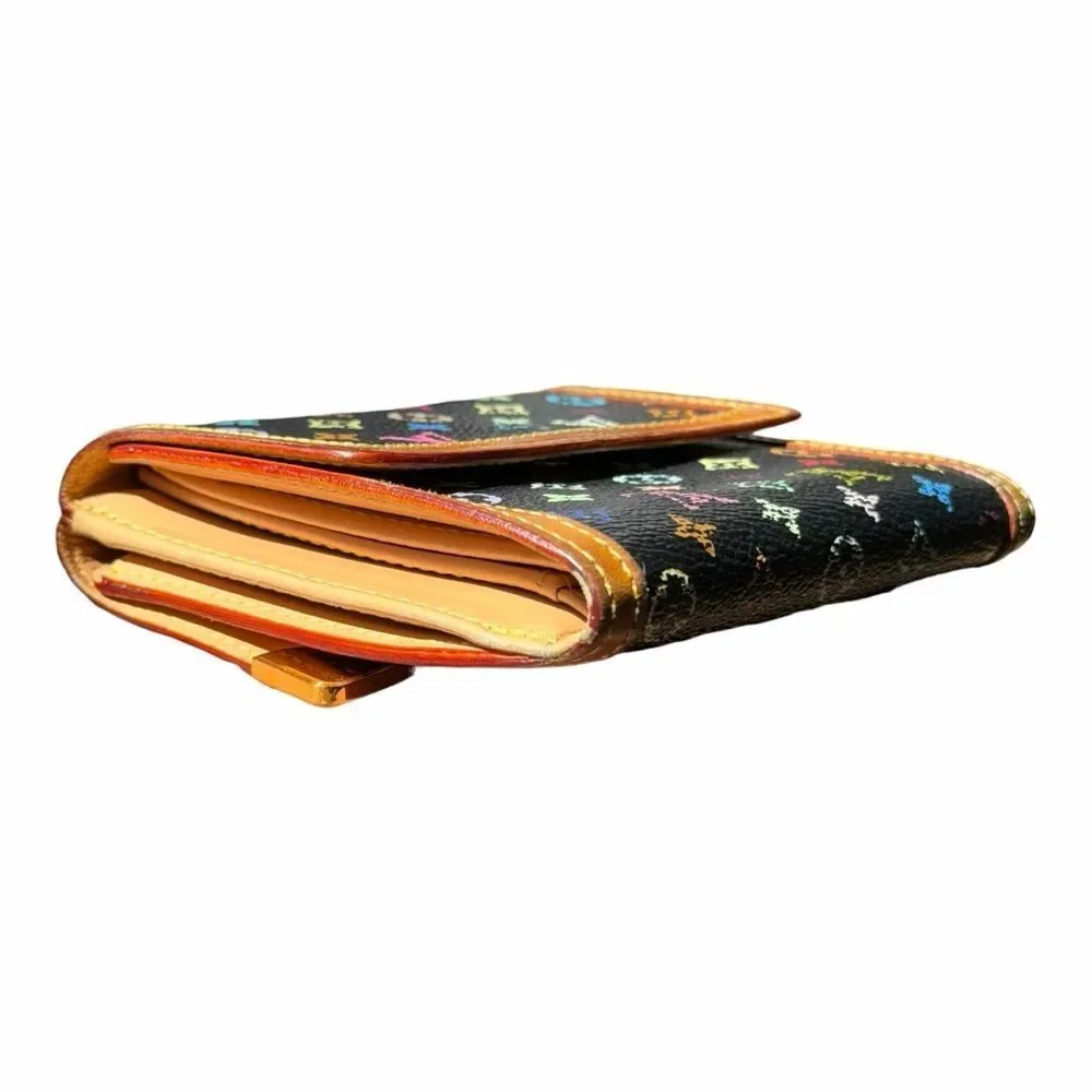Louis Vuitton Murakami Multicolor Elise Wallet Black w/ Box Dust Bag Rare Y2K